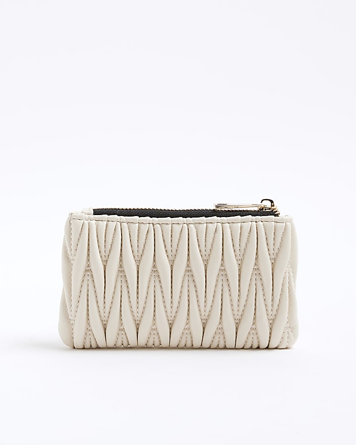 Cream Scrunch Quilted Pouch Purse