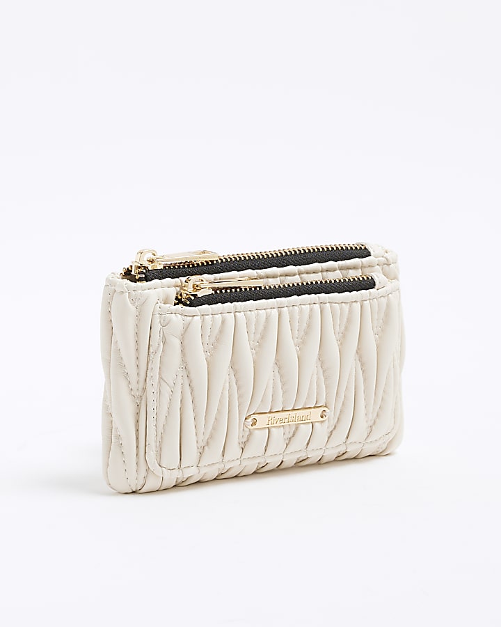 Cream Scrunch Quilted Pouch Purse