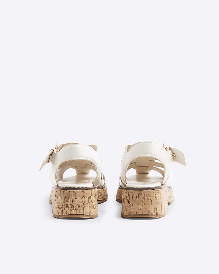 Cream Woven Cork Fisherman Sandals