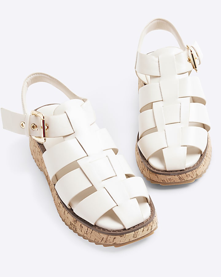 Cream Woven Cork Fisherman Sandals