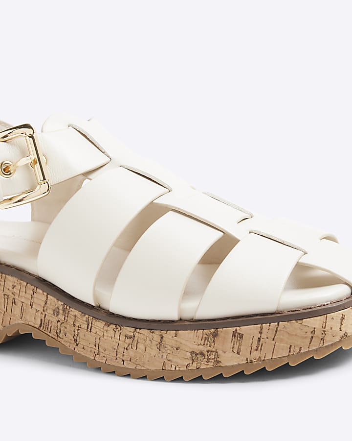 Cream Woven Cork Fisherman Sandals