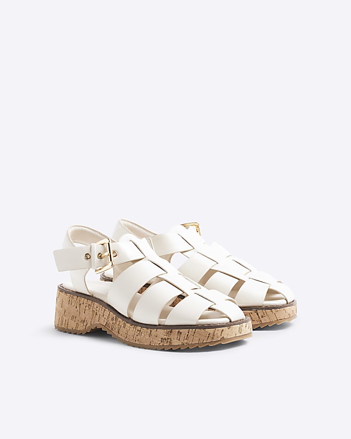 Cream Woven Cork Fisherman Sandals