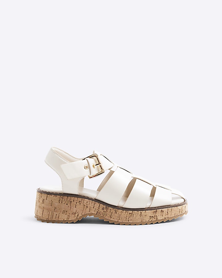 Cream Woven Cork Fisherman Sandals