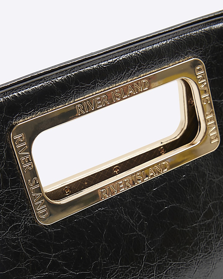 Black Metal Handle Clutch Bag