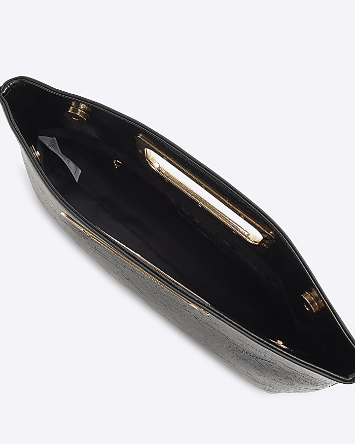 Black Metal Handle Clutch Bag