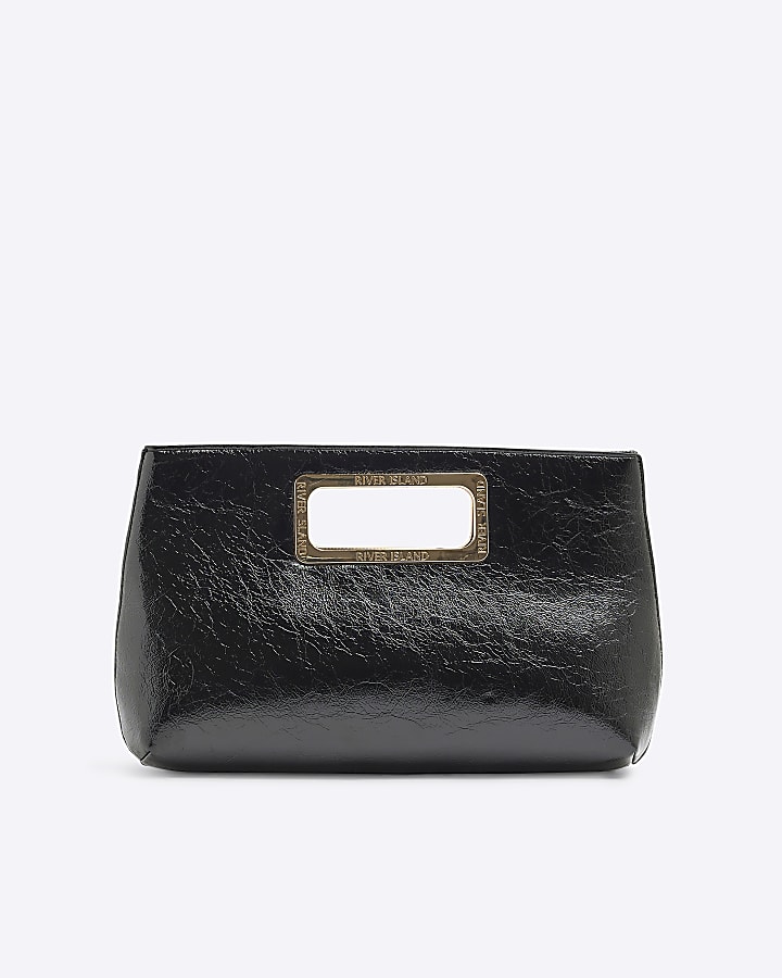 Black Metal Handle Clutch Bag