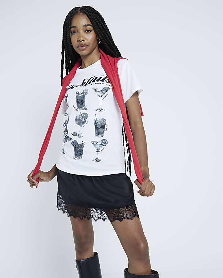 White Cocktail Menu Boyfriend T-shirt