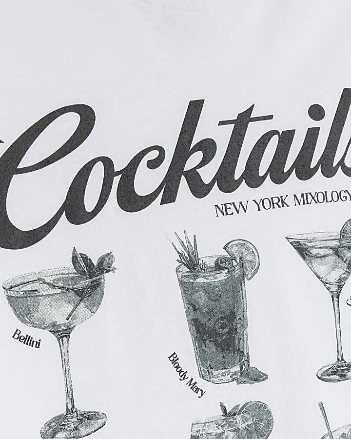 White Cocktail Menu Boyfriend T-shirt