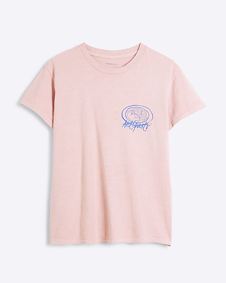 Pink Italiano graphic Back Print t-shirt