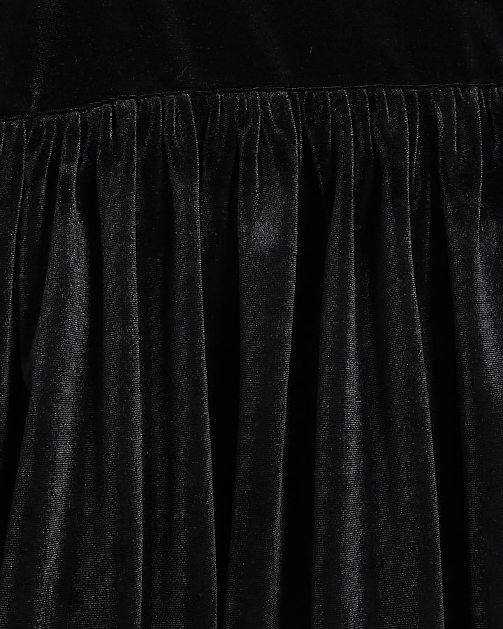 Black Velvet Bubble Hem Mini Skirt
