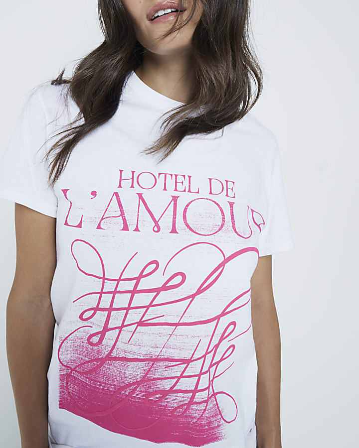 White Hotel De L'Amour graphic print t-shirt