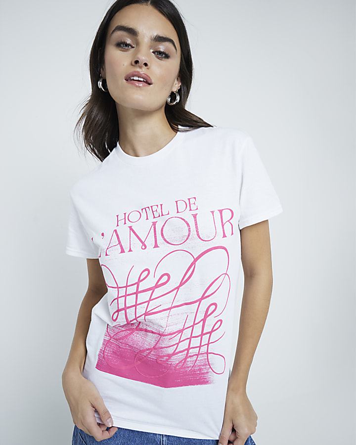 White Hotel De L'Amour graphic print t-shirt