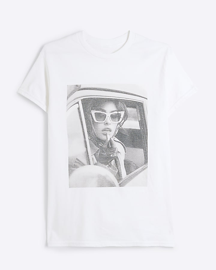 White 60s Lady Graphic t-shirt