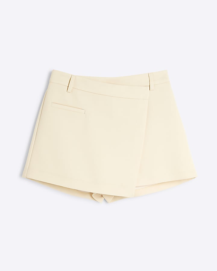 Yellow Asymmetric Wrap Front Skort