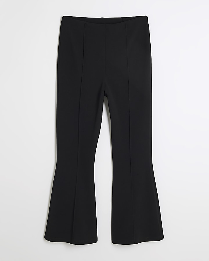 Black cropped pull on trousers