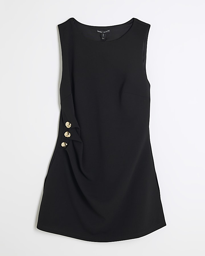 Black Longline Buttoned Tunic