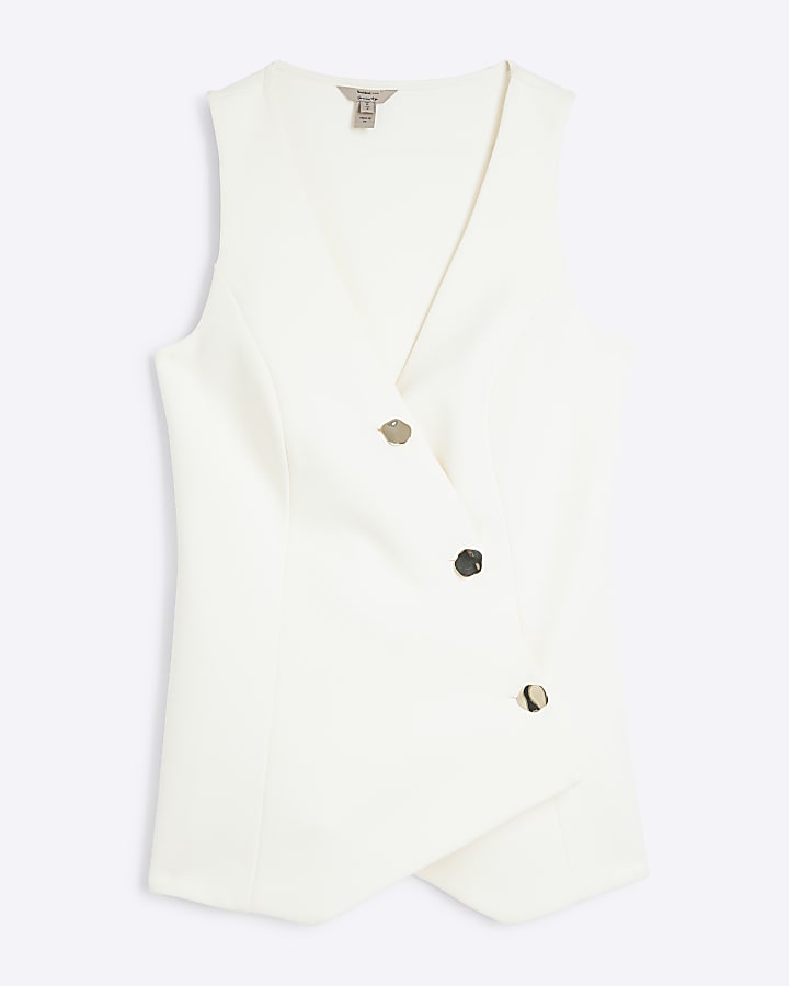 Cream Asymmetric Waistcoat