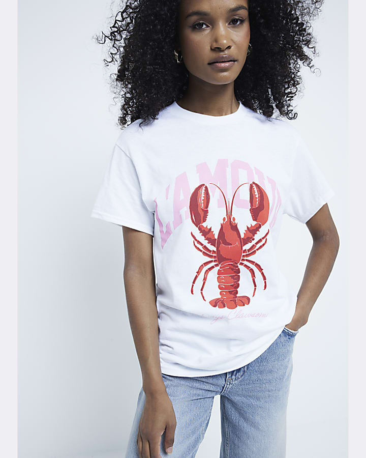 White lobster lamour t-shirt