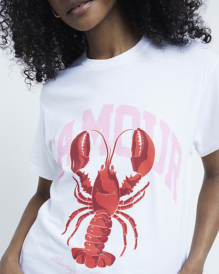 White lobster lamour t-shirt