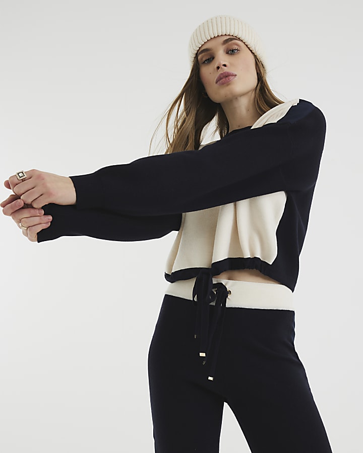 Navy Colour block Lounge Jumper