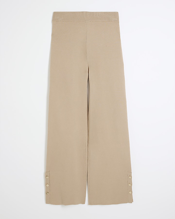 Brown Straight Leg Knitted Trousers