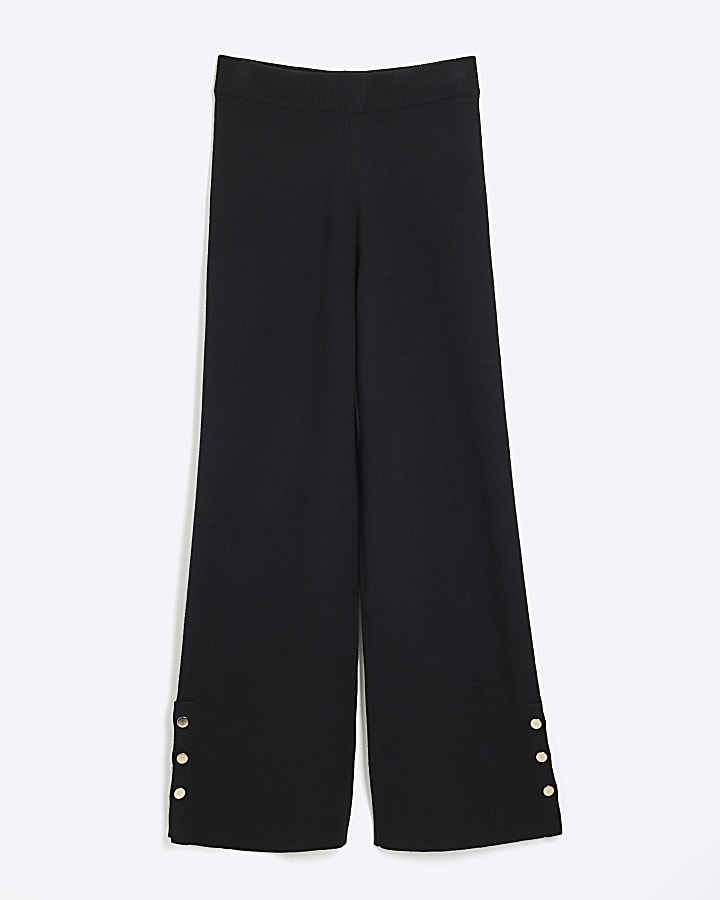 Black Straight Knitted Trousers