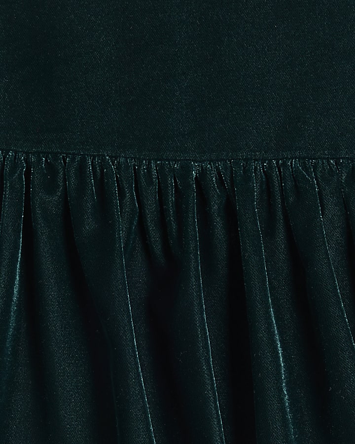 Green Velvet Bubble Hem Mini Skirt