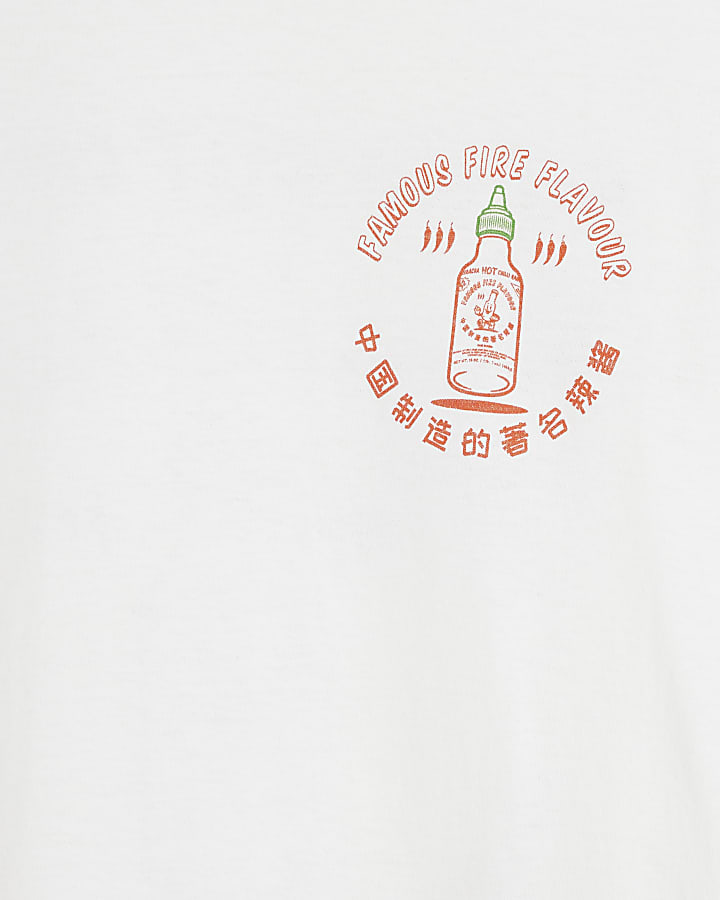 White siracha graphic boyfriend t-shirt
