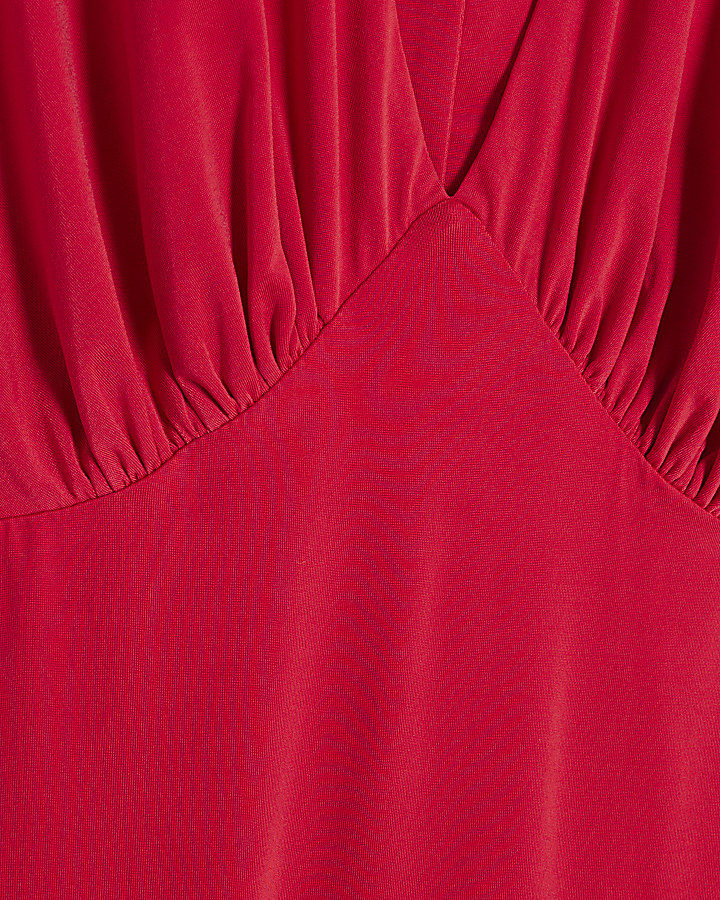 Red Sleeveless Halter Neck Maxi Dress