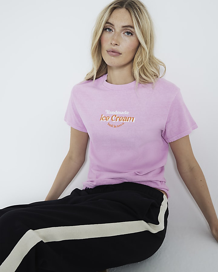 Pink ice cream print boyfriend t-shirt