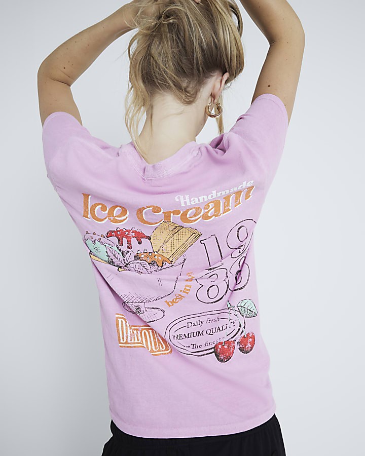 Pink ice cream print boyfriend t-shirt