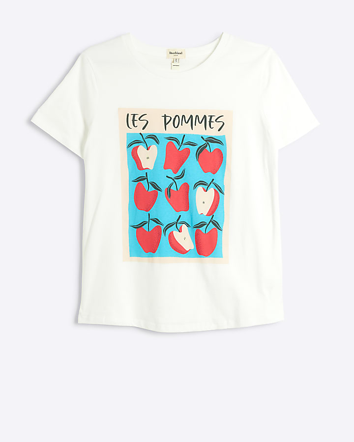 White Les Pommes Graphic Print T-shirt