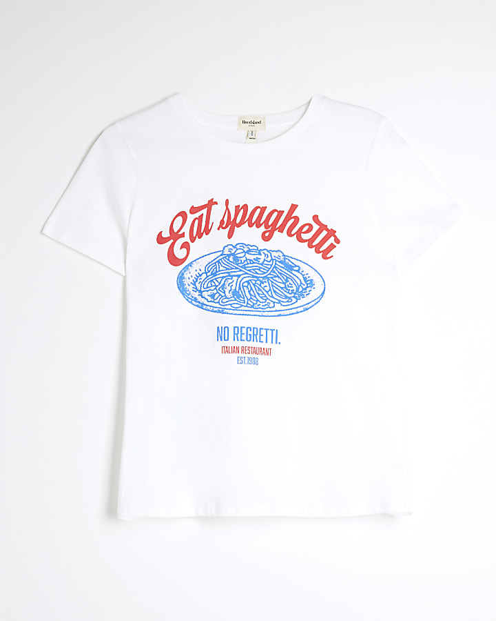 White Eat Spaghetti Graphic T-shirt