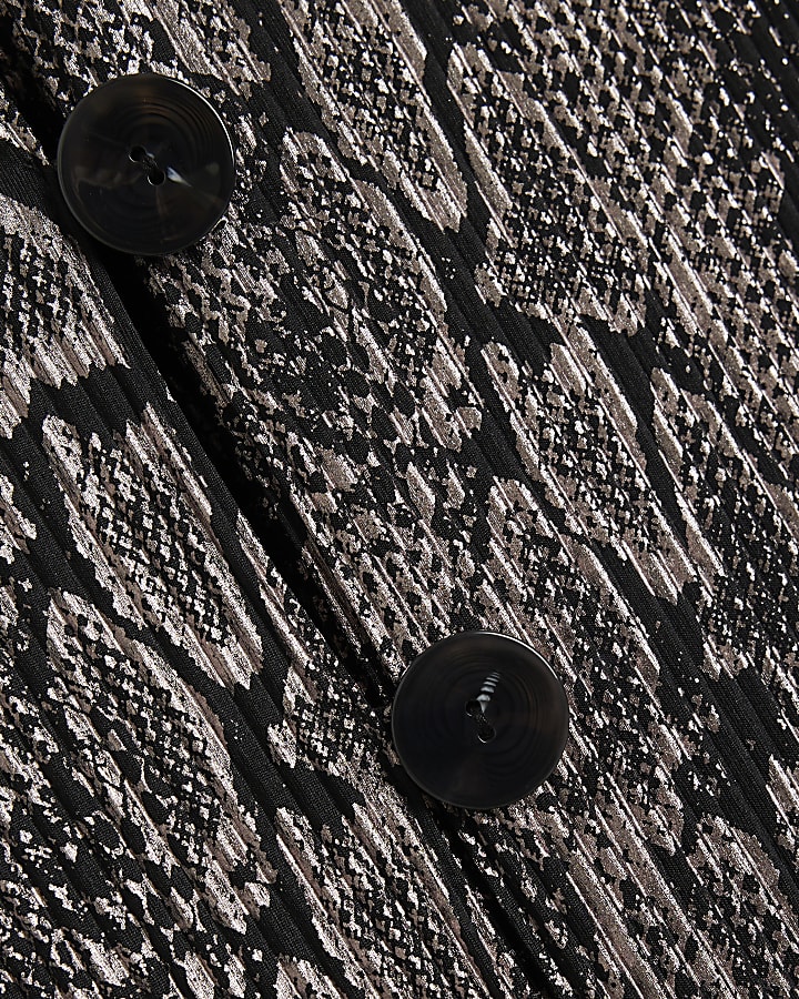 Black Metallic Snake Plisse Waistcoat