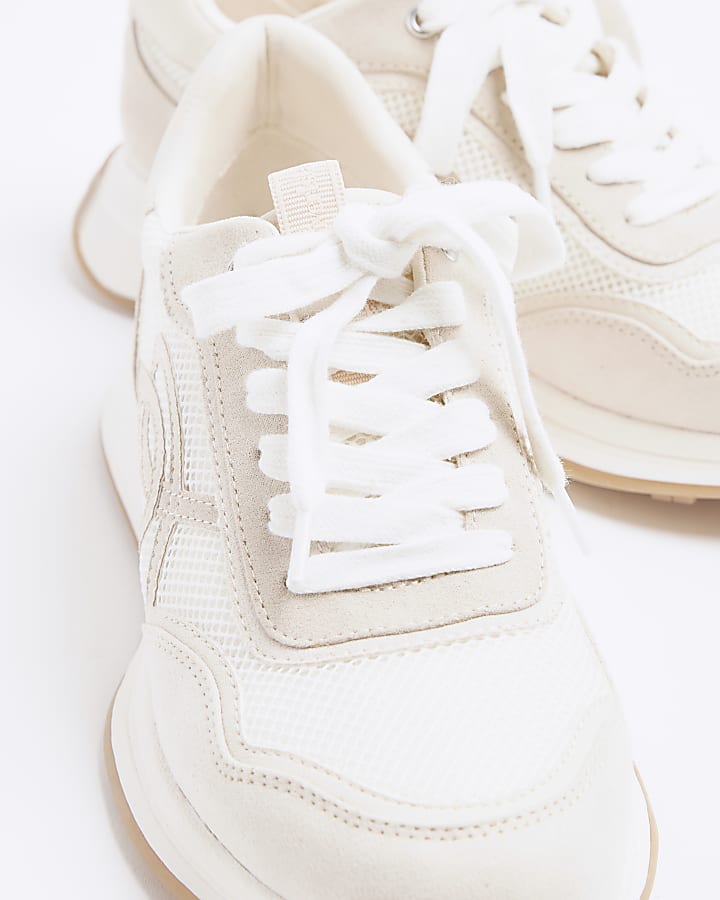 Cream Wide Fit Mesh Trainers