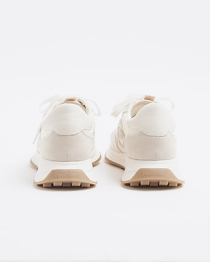 Cream Wide Fit Mesh Trainers