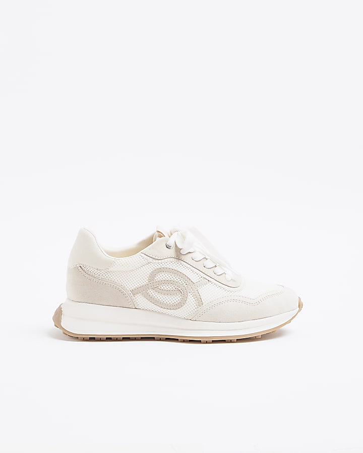 Cream Wide Fit Mesh Trainers