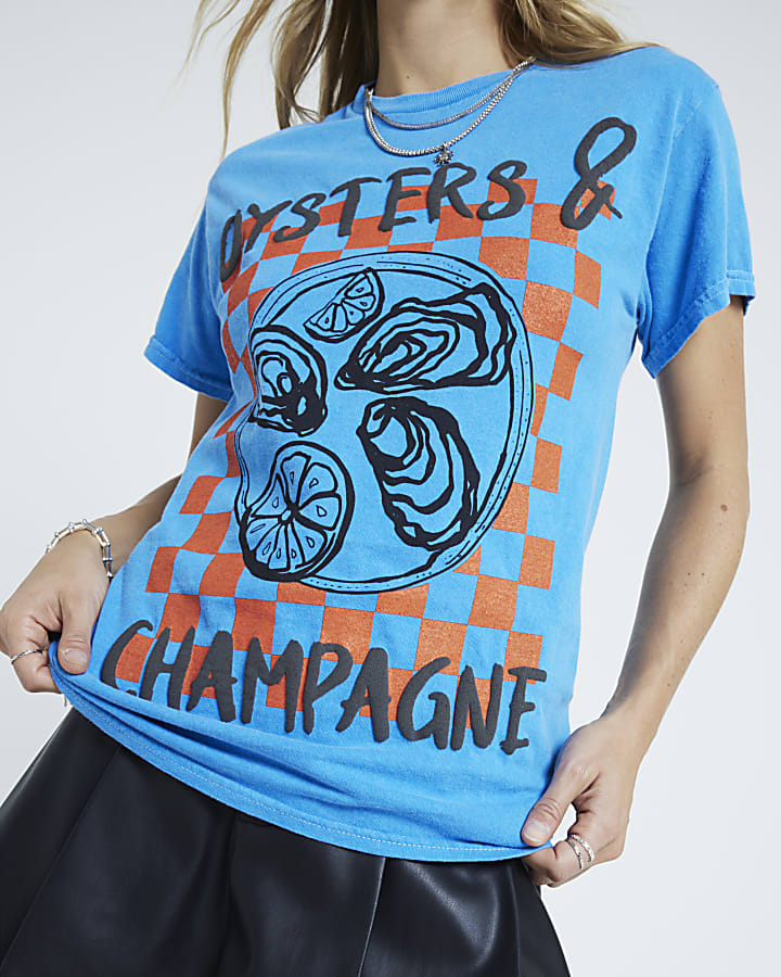 Blue oysters graphic print t-shirt