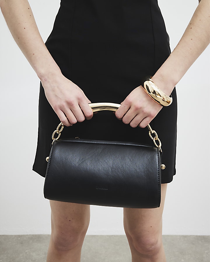 Black Faux Leather Cross Body Bag