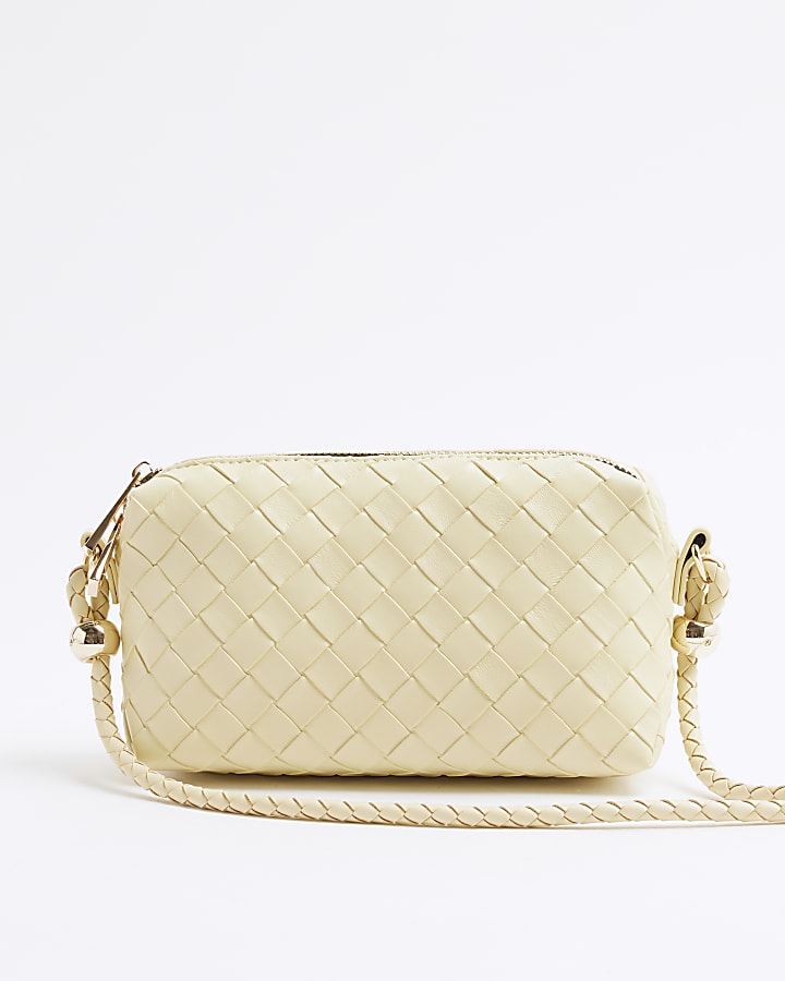 Yellow Weave Cross Body Bags