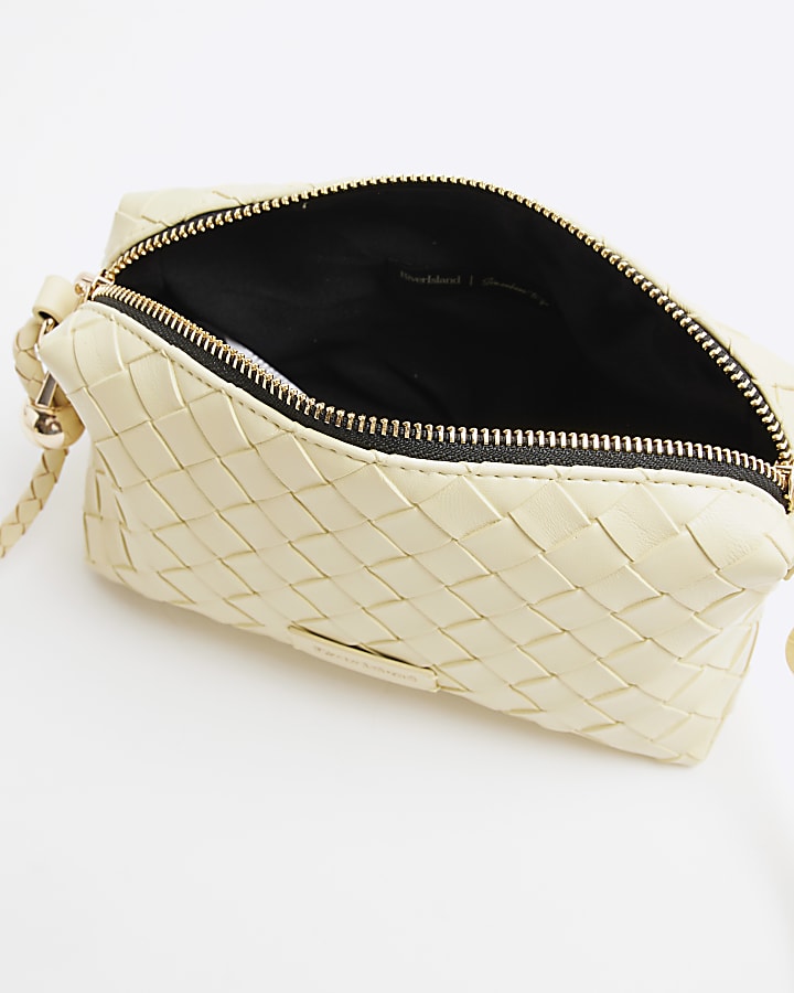 Yellow Weave Cross Body Bags