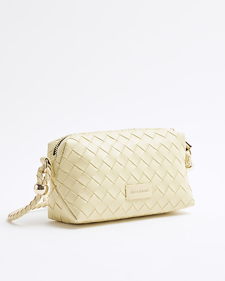 Yellow Weave Cross Body Bags