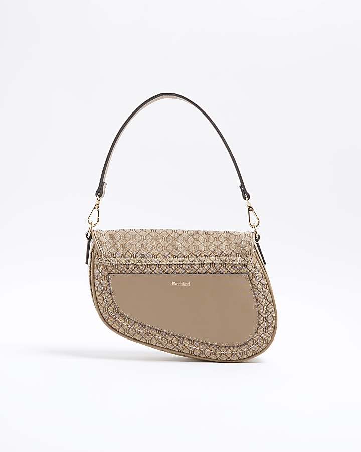 Beige RI Monogram Shoulder Bag