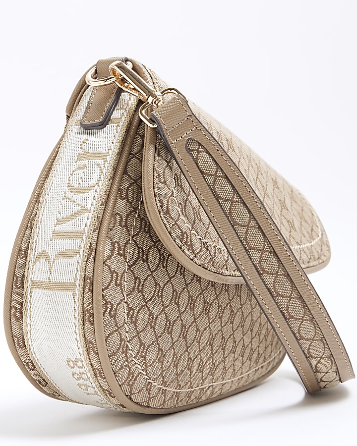 Beige RI Monogram Shoulder Bag