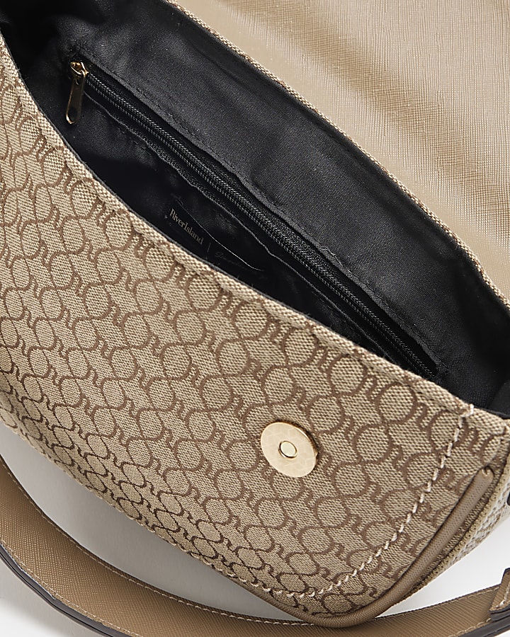 Beige RI Monogram Shoulder Bag