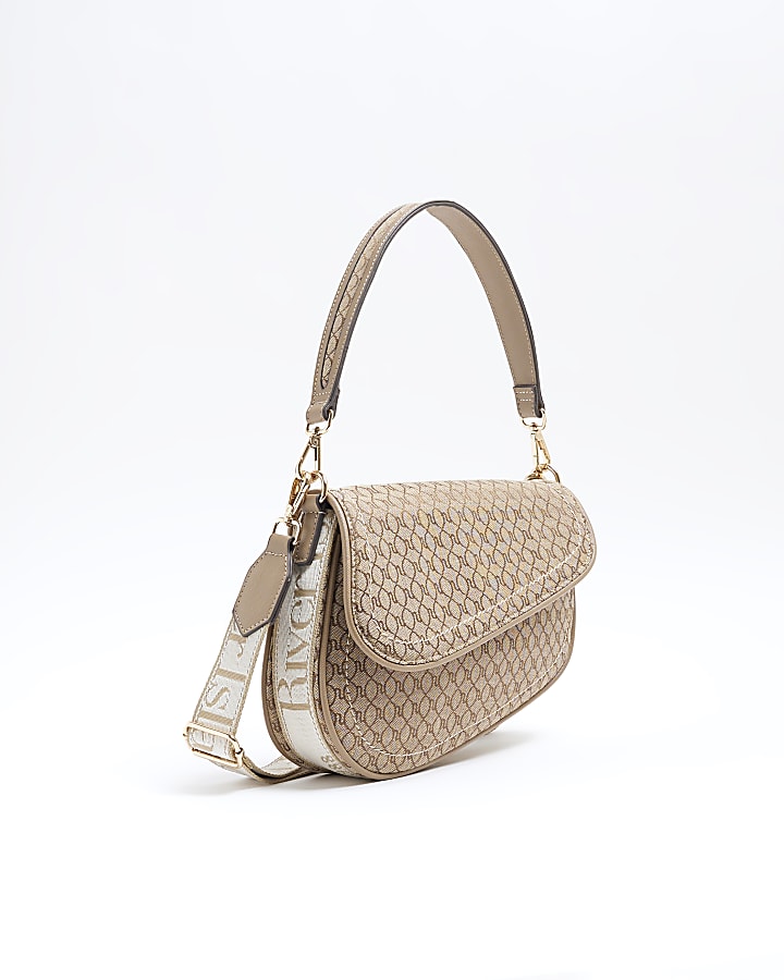 Beige RI Monogram Shoulder Bag