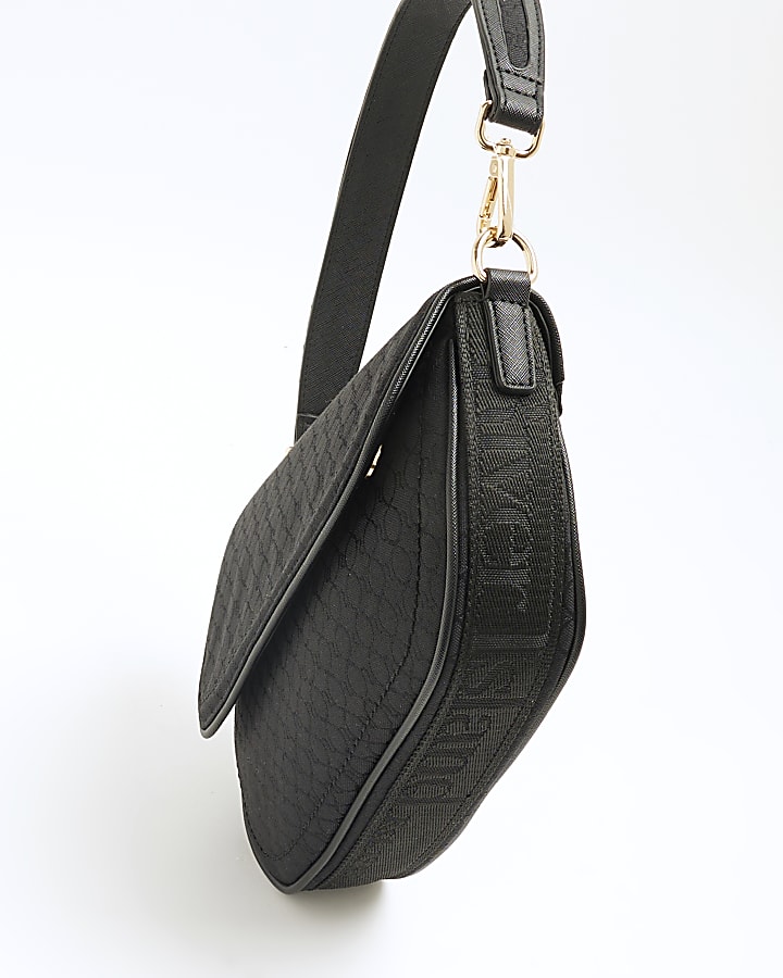 Black RI Monogram Shoulder Bag
