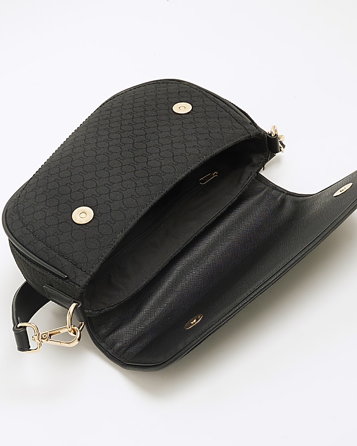 Black RI Monogram Shoulder Bag