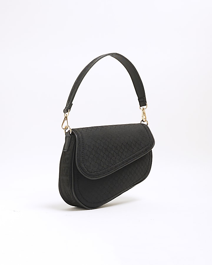 Black RI Monogram Shoulder Bag