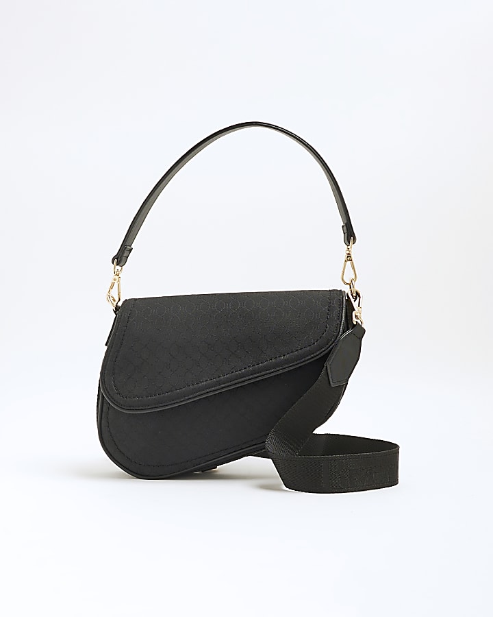 Black RI Monogram Shoulder Bag